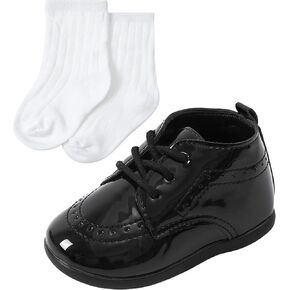AGJ Baby Boy Dress Shoes Infant Oxford Loafers Wedding PU Leather Rubber Shoes Toddler Girl Flats Walking Shoes Set 3-24 Months