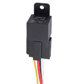 24V 40A Car Relay with Harness Sockets, 5 Pin SPDT Relay with Color-Labeled Wires for Automotive Truck Van Motorcycle Boat， Replaces Type: JD-2914(5pcs) Waterproof Relay Socket