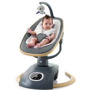 6-Motion 3D Baby Swing Electric Baby Swings for Infants with 5 Speeds, Automatic Baby Rocker with 13 Melodies & Wireless Music, Baby Swing Newborn with Remote Control, Dark Gray