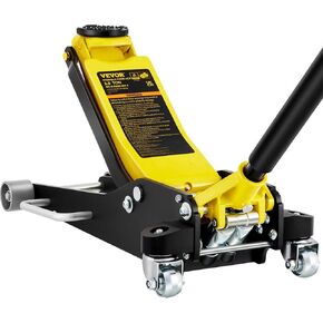 VEVOR Low Profile Floor Jack 2 Ton (4400 lbs), Heavy Duty Iron Hydraulic Racing Floor Jack, Hydraulic Car Jack, Single Piston Quick Lift Pump, 4.9"-13.2" Height Lifting Range (Yellow)