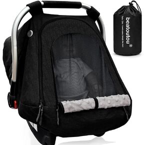 Baby Car Seat Cover for Babies,Waterproof Baby Car Seat Cover for Boys & Girls,Infant Car Seat Cover Canopy for Girls,Windproof Car Seat Canopy for Boys, Keeps Babies Warm and Cozy (Black)