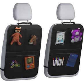 lebogner Back Seat Organizer with 4 Pockets & Kick Mats – Extra-Large 2-Pack Waterproof Back Seat Covers for Cars, Ideal for Protecting Against Dirt, Mud, and Scratches