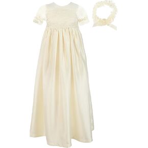NIMBLE Baby Girls Baptism Christening Embroidered Gown with Headband for 0-12 Months