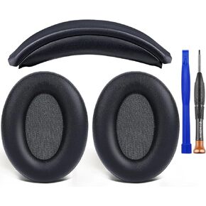 SOULWIT Ear Pads Cushions + Headband, Replacement Kit for Sony WH-1000XM3 (WH1000XM3) Over-Ear Headphones, Replacement Headstrap Pad & Earpads Repair Part - Silver