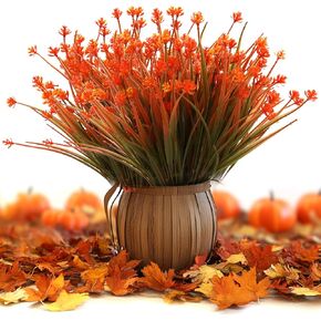 20 Bundles Artificial Flowers Grasses Fake Plants for Outdoors, UV Resistant Faux Greenery Shrubs for Garden Outdoor Window Box Porch Farmhouse Hanging Planter Home Indoor Festival Decor (5 Colors)