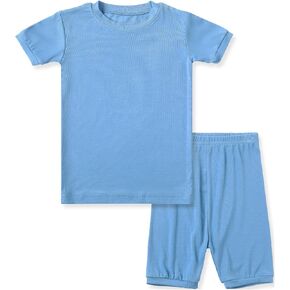 HAPIU Summer Short Rayon from Bamboo kids Pajamas 2 pcs Set, Pjs Kids Girls Boys Spring,Slate,12 Years