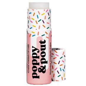 Poppy & Pout Birthday Cake Jumbo Lip Balm | All Natural Lip Balms & Moisturizers | Hydrates with Beeswax, Vitamin E, Organic Coconut Oil | Cruelty-Free | Lip Balm in Recyclable Cardboard Tube (Pink)