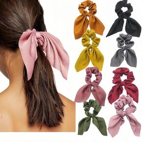 Girl's solid color headband, 8pcs flower headband, bow, rubber band, fabric, rabbit ear headband, hair accessory
