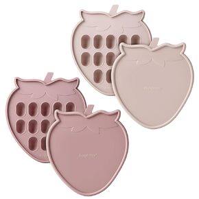 PandaEar 2 Pack Baby Food Freezer Tray with Lid, Silicone Baby Fruit Food Feeder Teether Tray, 13 x 0.5 oz Baby Food Storage Container Ice Cube Tray Maker for Homemade Baby Food & Breast Milk