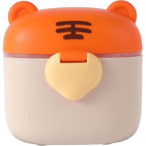 Liname Milk Formula Container - Powdered Milk and Baby Formula Dispenser, Baby-safe BPA-free Travel Food Storage with Strap Handle, Leveling Scraper, Scoop & Compartment - Tiger Design, 230g Capacity