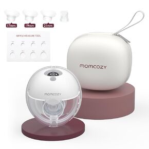 مضخة ثدي Momcozy بدون استخدام اليدين M5، مضخة ثدي يمكن ارتداؤها لفم الطفل بشفة مزدوجة محكمة الغلق مع 3 أوضاع و9 مستويات، مضخة ثدي كهربائية محمولة - 24 مم، عبوتان باللون الرمادي
