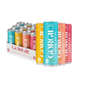GORGIE Bestsellers Variety, Sugar-Free Natural Energy Drink Sparkling, Healthy Energy Drinks - Green Tea, Biotin, B Vitamins -150mg Caffeine, Vegan, & Low Calorie (Pack of 12)