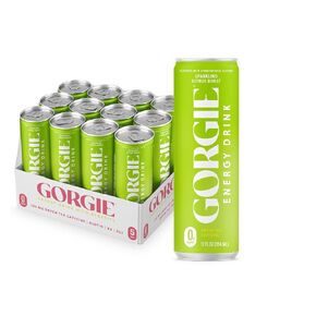 GORGIE Original Variety, Sugar-Free Natural Energy Drink Sparkling, Healthy Energy Drinks - Green Tea, Biotin, B Vitamins -150mg Caffeine, Vegan, & Low Calorie (Pack of 12)