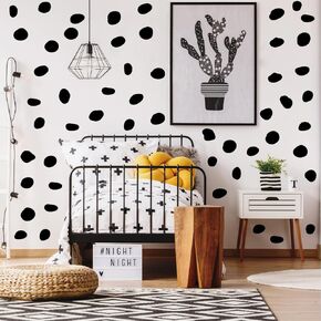 380pcs Polka Dot Wall Decal Stickers for Kids Nursery Bedroom Removable Irregular Black Vinyl Dot Wall Stickers for Baby Girls Boys Room Decorations