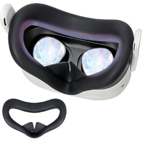 غطاء وسادة وجه من السيليكون VR لسماعات الرأس الأصلية Meta Quest 3s، قناع وسادة وجه VR لملحقات سماعات الرأس Oculus Quest 3s (أسود)