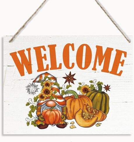 It's Fall Sign, Gnome Fall Decor, Rustic Wooden Hanging Plaque Sign, Farmhouse Wall Decor, Cute Autumn Wood Decoration, Autumn Home Decor, Front Door Decor, Decorative Wooden Wall Sign in Saudi Arabia