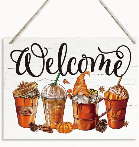 It's Fall Sign, Gnome Fall Decor, Rustic Wooden Hanging Plaque Sign, Farmhouse Wall Decor, Cute Autumn Wood Decoration, Autumn Home Decor, Front Door Decor, Decorative Wooden Wall Sign in Saudi Arabia