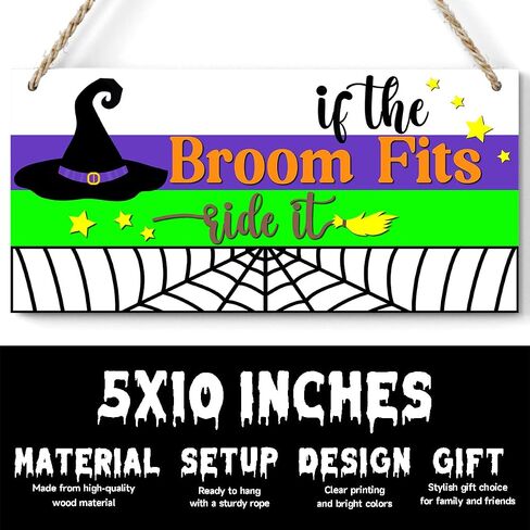 Horror Halloween Welcome Sign for Front Door, Magic Witch Halloween Party Decorations for All Seasons Scary Porch Decor, Wooden Hanging Gifts for Farmhouse Home Bathroom Kitchen Wall Art -A22 in Saudi Arabia