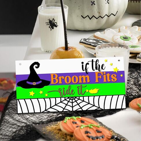 Horror Halloween Welcome Sign for Front Door, Magic Witch Halloween Party Decorations for All Seasons Scary Porch Decor, Wooden Hanging Gifts for Farmhouse Home Bathroom Kitchen Wall Art -A22 in Saudi Arabia