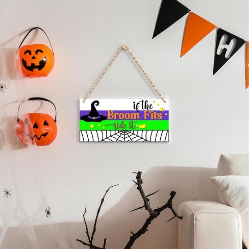 Horror Halloween Welcome Sign for Front Door, Magic Witch Halloween Party Decorations for All Seasons Scary Porch Decor, Wooden Hanging Gifts for Farmhouse Home Bathroom Kitchen Wall Art -A22 in Saudi Arabia