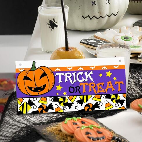 Horror Halloween Welcome Sign for Front Door, Magic Witch Halloween Party Decorations for All Seasons Scary Porch Decor, Wooden Hanging Gifts for Farmhouse Home Bathroom Kitchen Wall Art -A22 in Kuwait