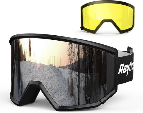 Ski Goggles Lenses are Produced by Carl Zeiss Vision Sunlens Snowboard Goggles with Interchangeable Magnetic Lens OTG Anti Fog Ski Glasses with UV400 Protection - Blue in Saudi Arabia