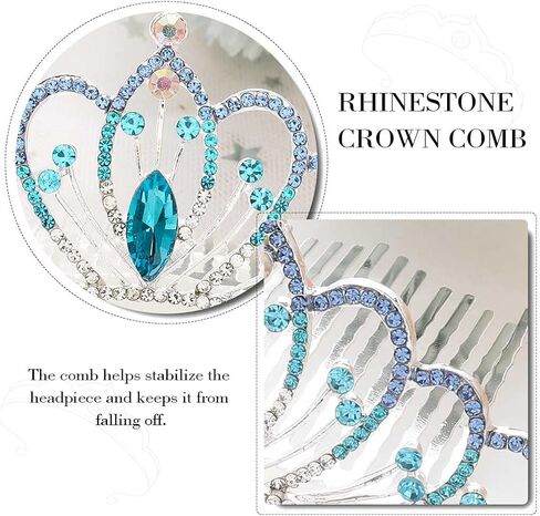 Silver Girls Tiara Comb Crystal Princess Tiaras Hair Comb Wedding Bridal Crown Headband Birthday Hairpiece for Costume in Saudi Arabia