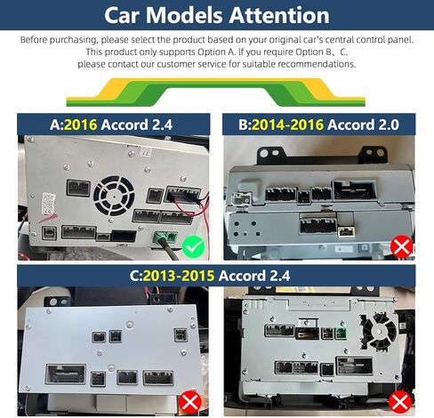 ستيريو سيارة 2G+64G Android 13 لسيارة Honda Accord 9th 2.4L 2013-2016 مع Apple Carplay Android Auto، راديو سيارة بشاشة لمس عالية الدقة 10.1 بوصة مع نظام ملاحة WiFi GPS وبلوتوث FM/RDS SWC+كاميرا احتياطية in Saudi Arabia