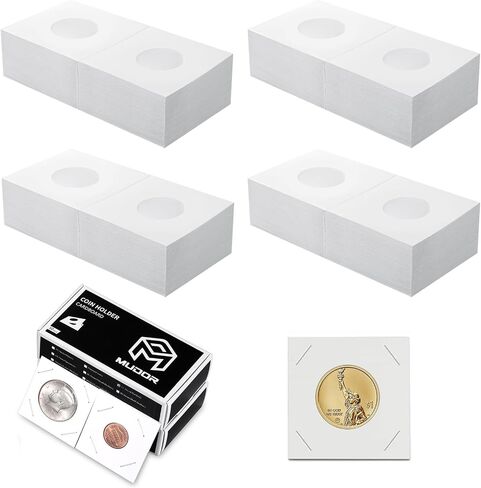 MUDOR Premium Coin Flips for Large Dollar, 200 Pack Cardboard Coin Holder, Mylar Coin Flips 2x2, Paper Coin Holders, Large Dollar(38.1mm) in Saudi Arabia