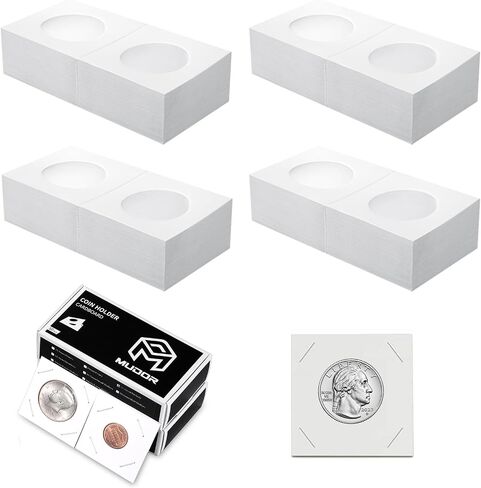 MUDOR Premium Coin Flips for Large Dollar, 200 Pack Cardboard Coin Holder, Mylar Coin Flips 2x2, Paper Coin Holders, Large Dollar(38.1mm) in Saudi Arabia