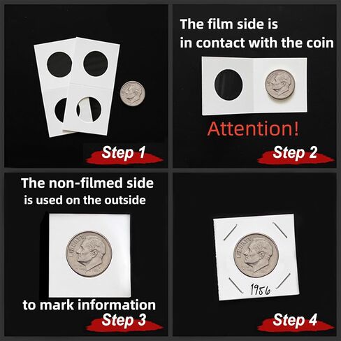 MUDOR Premium Coin Flips for Large Dollar, 200 Pack Cardboard Coin Holder, Mylar Coin Flips 2x2, Paper Coin Holders, Large Dollar(38.1mm) in Kuwait