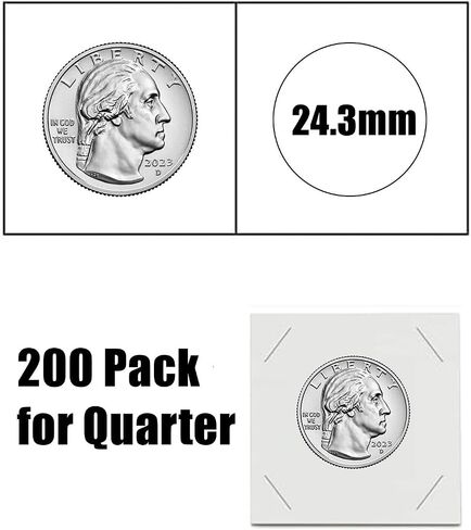 MUDOR Premium Coin Flips for Large Dollar, 200 Pack Cardboard Coin Holder, Mylar Coin Flips 2x2, Paper Coin Holders, Large Dollar(38.1mm) in Saudi Arabia