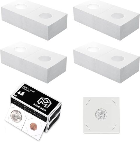 MUDOR Premium Coin Flips for Large Dollar, 200 Pack Cardboard Coin Holder, Mylar Coin Flips 2x2, Paper Coin Holders, Large Dollar(38.1mm) in Kuwait