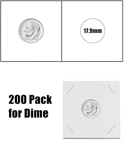 MUDOR Premium Coin Flips for Large Dollar, 200 Pack Cardboard Coin Holder, Mylar Coin Flips 2x2, Paper Coin Holders, Large Dollar(38.1mm) in Kuwait