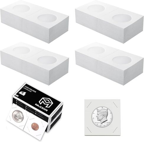 MUDOR Premium Coin Flips for Large Dollar, 200 Pack Cardboard Coin Holder, Mylar Coin Flips 2x2, Paper Coin Holders, Large Dollar(38.1mm) in Saudi Arabia