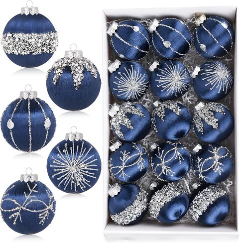 Christmas Ornaments Champagne Xmas Balls - Pack of 15 Luxury Christmas Tree Decorations Shatterproof - Satin Glitter Xmas Bulbs Set, 3.15 inch 80mm in Saudi Arabia
