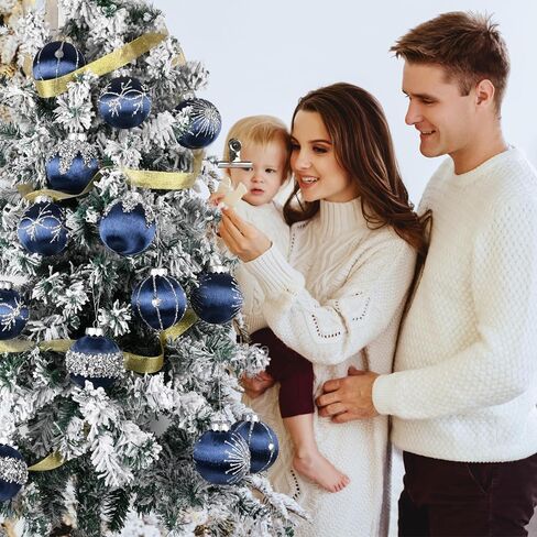 Christmas Ornaments Champagne Xmas Balls - Pack of 15 Luxury Christmas Tree Decorations Shatterproof - Satin Glitter Xmas Bulbs Set, 3.15 inch 80mm in Saudi Arabia