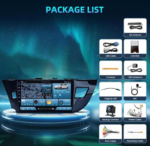 Car Radio for Toyota Corolla: Car stereo Upgrade for 2014 2015 2016 - with Wireless Carplay Android Auto 10.1 Inch Touchscreen 2G+64G with WiFi GPS Navigation Bluetooth Backup Camera in Saudi Arabia