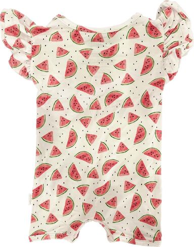 Soft Bamboo Viscose Baby Romper Short Ruffle Sleeves with Shorts, Zipper Inseam Closure and Removable Pacifier Clip - Let's Flamingo in Saudi Arabia
