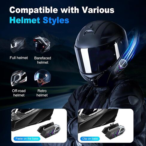 Motorcycle Helmet Bluetooth Headset - Helmet Speakers Featuring HiFi Sound, Motorcycle Headset with IP67 Waterproof, Long Lasting Motorcycle Intercom with Dual CVC Noise-Reduction-Lunar Rock in Saudi Arabia