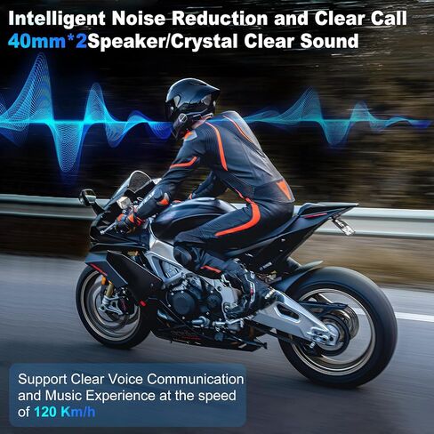 Motorcycle Helmet Bluetooth Headset - Helmet Speakers Featuring HiFi Sound, Motorcycle Headset with IP67 Waterproof, Long Lasting Motorcycle Intercom with Dual CVC Noise-Reduction-Lunar Rock in Saudi Arabia