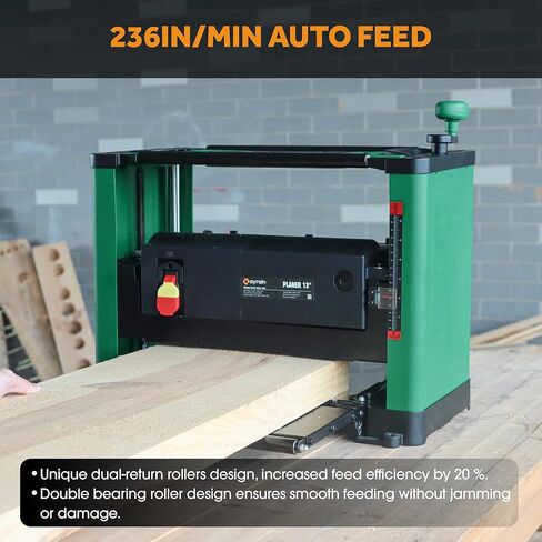 （Updated Model）Kayrain 13IN Power Benchtop Planer with HSS Double-sided Use Blades Electric Thickness Planer 15A 2000W Powerful Motor Wood Planers for Woodworking in Kuwait