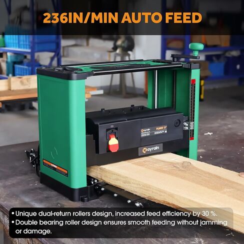 （Updated Model）Kayrain 13IN Power Benchtop Planer with HSS Double-sided Use Blades Electric Thickness Planer 15A 2000W Powerful Motor Wood Planers for Woodworking in Kuwait