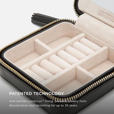 WOLF Caroline Zip Travel Case, Rose Quartz - Seven Ring Rolls, Four Compartments, Three Necklace Hooks & Pocket - Anti-Tarnish LusterLoc Lining in Saudi Arabia