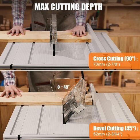 Table Saw 10 Inch, 15 Amp 5000RPM Powerful Tablesaw With Stand & Protective Cover, 36 X 25 Inch Tabletop Saw 90° Cross Cut & 0-45° Bevel Cut, Adjustable Depth, for Woodwork in Saudi Arabia