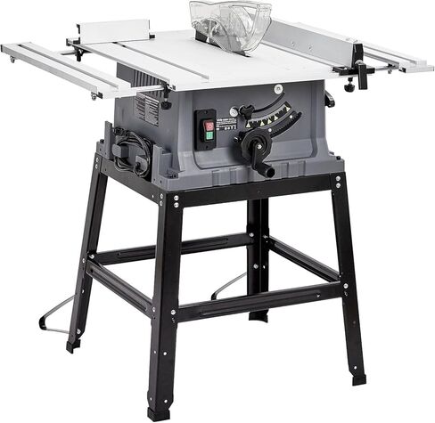 Table Saw 10 Inch, 15 Amp 5000RPM Powerful Tablesaw With Stand & Protective Cover, 36 X 25 Inch Tabletop Saw 90° Cross Cut & 0-45° Bevel Cut, Adjustable Depth, for Woodwork in Saudi Arabia