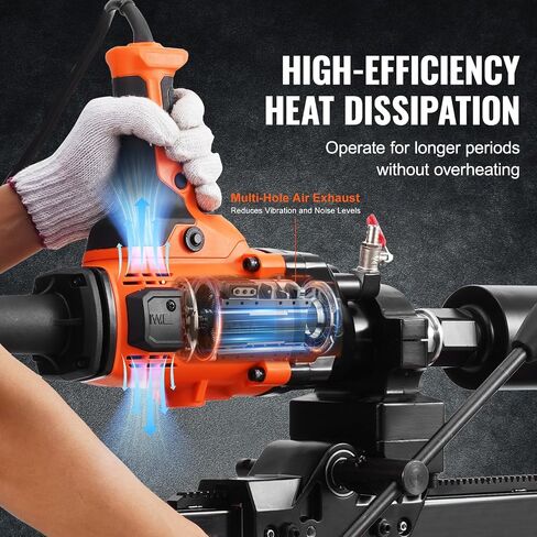 VEVOR Diamond Core Drill Machine, Wet and Dry Use, 0.8-6.3in Drilling Diameter Handheld Core Drill Rig with Stand and Core Drill Bit, 2000W Rugged Concrete Core Drill, For Concrete, Brick, Marble in Saudi Arabia