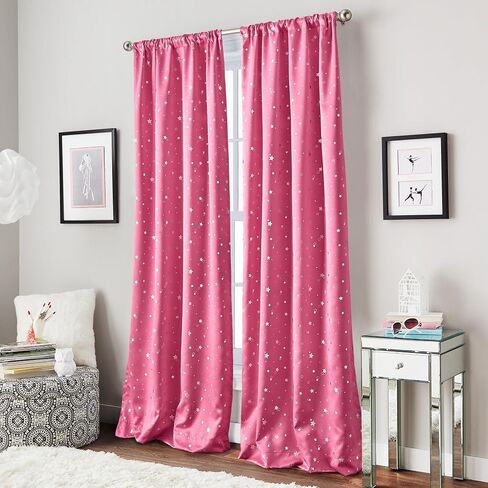 Curtainworks Starry Night Room Darkening Rod Pocket Window Curtain Single Panel, 84 in, Blue in Saudi Arabia