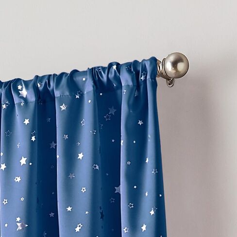 Curtainworks Starry Night Room Darkening Rod Pocket Window Curtain Single Panel, 84 in, Blue in Saudi Arabia