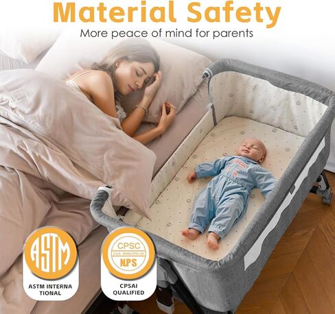 Baby Bassinet, Playpen for Baby, 3 in 1 Bedside Bassinet with Quickly Adjustable Height,Mosquito Net, Easy Folding Portable Bedside Sleeper for Infant Newborn in Saudi Arabia